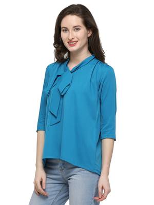 Blue Plain Crepe Tops 3