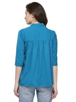 Blue Plain Crepe Tops 4