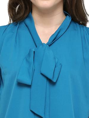 Blue Plain Crepe Tops 5