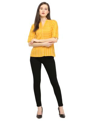 Yellow printed crepe tops 1