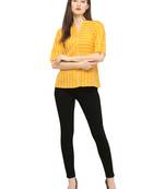 Yellow printed crepe tops