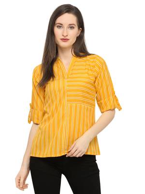 Yellow printed crepe tops 2