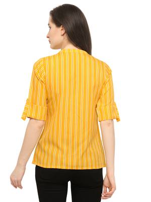 Yellow printed crepe tops 4