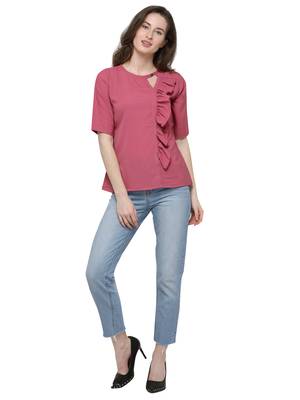Pink plain crepe tops 1