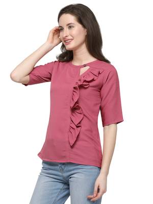 Pink plain crepe tops 3