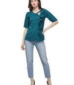 Turquoise plain crepe tops