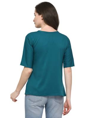Turquoise plain crepe tops 4