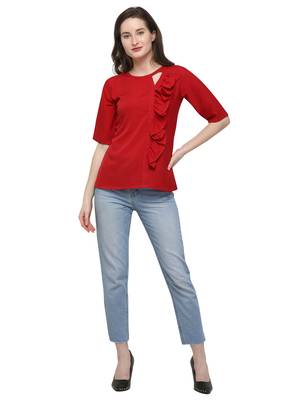 Red plain crepe tops 1