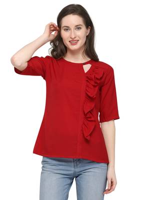 Red plain crepe tops 2
