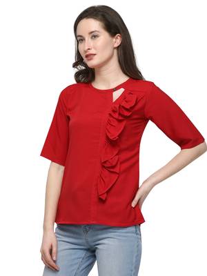 Red plain crepe tops 3
