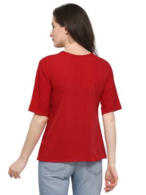 Red plain crepe tops 4