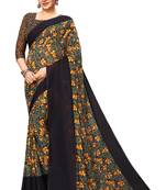blue printed Georgette saree with blouse