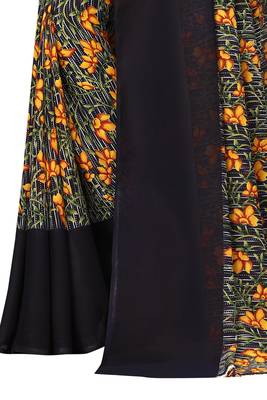 blue printed Georgette saree with blouse 4