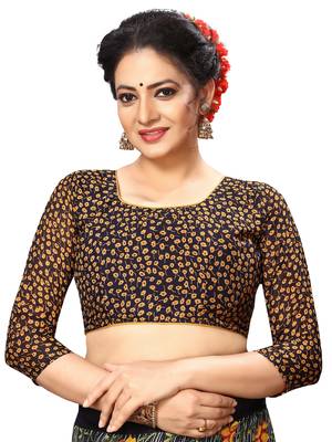 blue printed Georgette saree with blouse 5