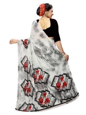 Multicolor printed Georgette saree with blouse 3