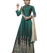 Green Embroidered Taffeta Stitched Salwar With Dupatta