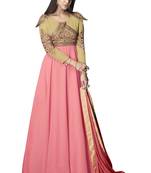 Pink Embroidered Georgette Stitched Salwar With Dupatta