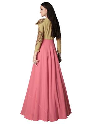 Pink Embroidered Georgette Stitched Salwar With Dupatta 2