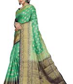 Light Green Woven Banarasi Silk Saree With Blouse