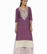 Purple plain khadi kurta sets