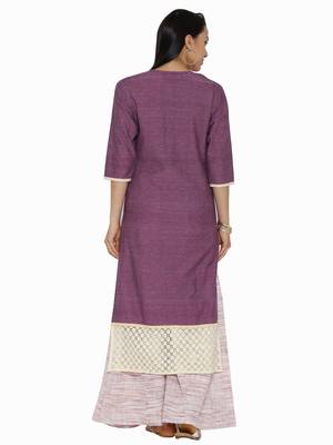 Purple plain khadi kurta sets 3