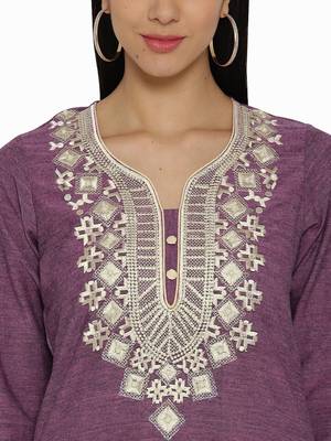 Purple plain khadi kurta sets 4