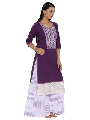 Purple plain khadi kurta sets 3