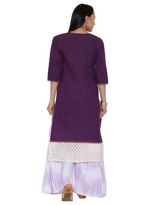 Purple plain khadi kurta sets 4