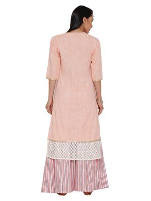 Orange plain khadi kurta sets 4