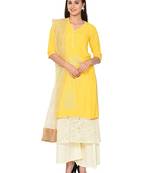 Yellow plain rayon kurta sets