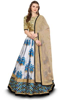off white botanical floral print lehenga set choli with dupatta 2