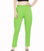 Women Lime Green Solid Trousers