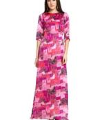 Fuschia Purple Printed Maxi Dress