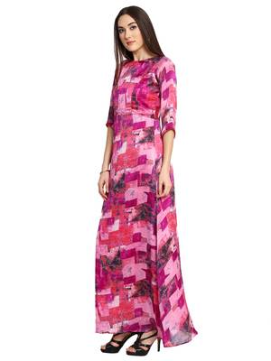 Fuschia Purple Printed Maxi Dress 2