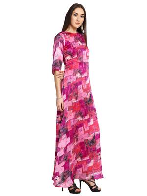 Fuschia Purple Printed Maxi Dress 3