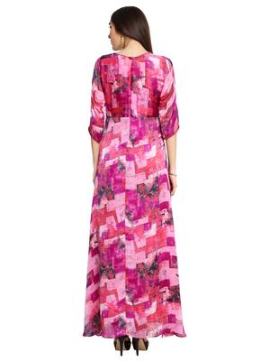 Fuschia Purple Printed Maxi Dress 4