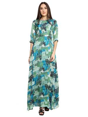 Green Printed Maxi Dress 1