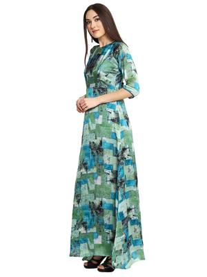 Green Printed Maxi Dress 2