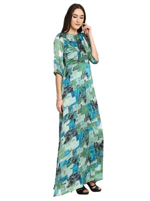 Green Printed Maxi Dress 3
