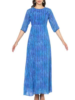 Royal Blue A-Line Maxi Dress 1