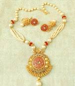 Lalso Beautiful Maroon Meenakari Enamel And Patwa Work AD Zircon Pendant Set - LMNPS04_MR