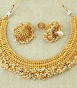 Lalso Beautiful White Kundan Pearl Bead Work Bandhani Necklace Set - LBDN01_WT