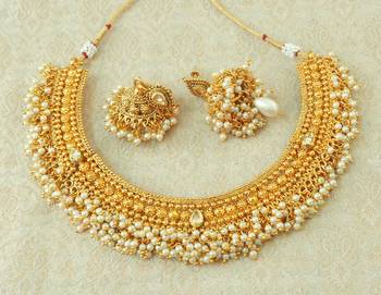 Lalso Beautiful White Kundan Pearl Bead Work Bandhani Necklace Set - LBDN02_WT 1