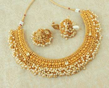 Lalso Beautiful White Kundan Pearl Bead Work Bandhani Necklace Set - LBDN02_WT 2