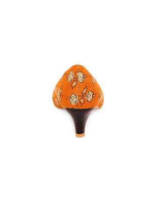 Women Yellow Ethnic Printed Kitten Heels 5