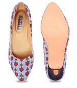 Women Blue Ethnic Printed Kitten Heels