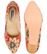 Women Green Ethnic Printed Kitten Heels