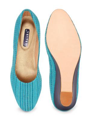 Women Blue Ethnic Printed Wedge Heels 1