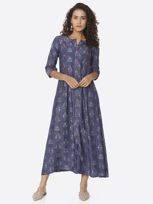 Blue printed viscose kurtas-and-kurtis 1