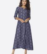 Blue printed viscose kurtas-and-kurtis
